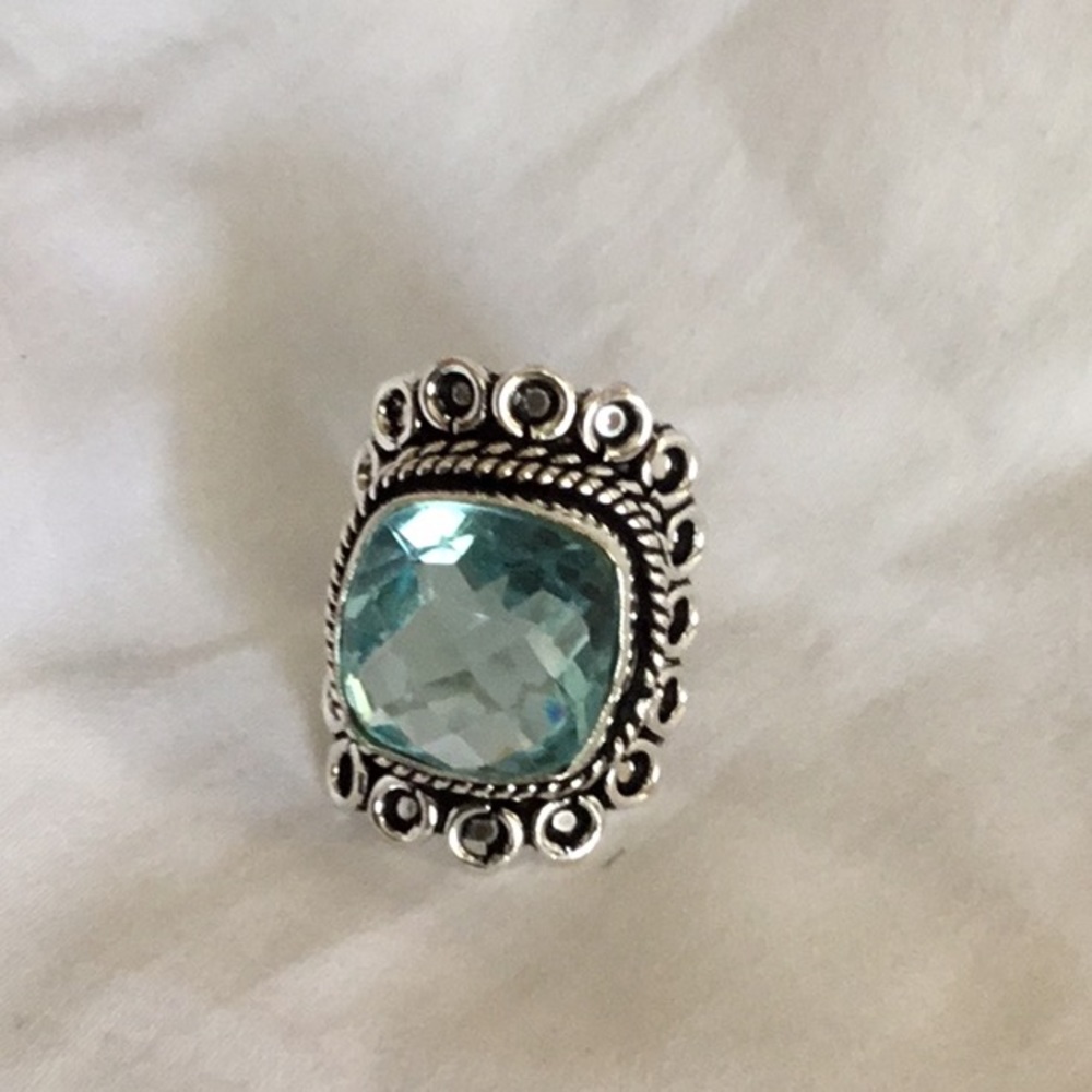 NWOT Blue Topaz wrap Gorgeous 925 Size 8 Awesome - Picture 2 of 7